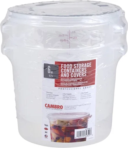 Vista 2 de Cambro Recipiente redondo de almacenamiento de alimentos de 1 cuarto de galón con tapa, juego de 3