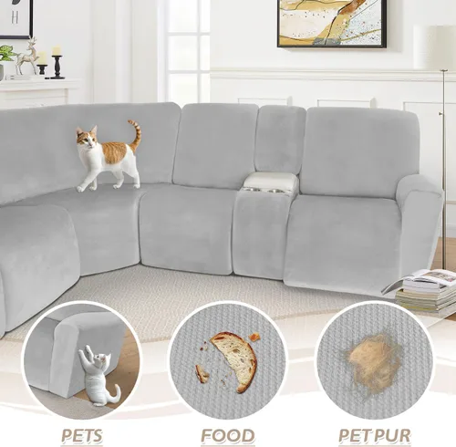 Vista 404 de Arfntevss Fundas de sofá seccional reclinable de terciopelo, Funda de sofá seccional de esquina para sofá reclinable, Funda elástica suave