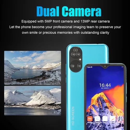 Vista 3 de EBTOOLS Teléfono celular desbloqueado, teléfono inteligente de 6.5 pulgadas para Android 10, 6GB 64GB ROM, pantalla HD teléfono 3G, reconocimiento