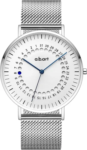 Vista 11 de a.b.art Reloj de cuarzo para hombre, movimiento Ronda con piezas suizas, cristal de zafiro, correa de malla milanesa, diseño ultrafino, esfera negra