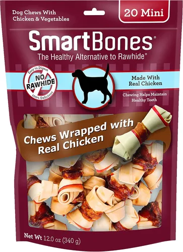 Vista 21 de SmartBones Mini masticables con carne de res real, 24 unidades, masticables sin piel cruda para perros