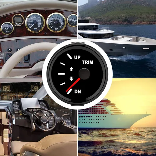 Vista 3 de Medidor de ajuste de barco medidor de equilibrio IP67 con retroiluminación roja de 2.047 in para barco, yate marino (esfera negra, cubierta negra)