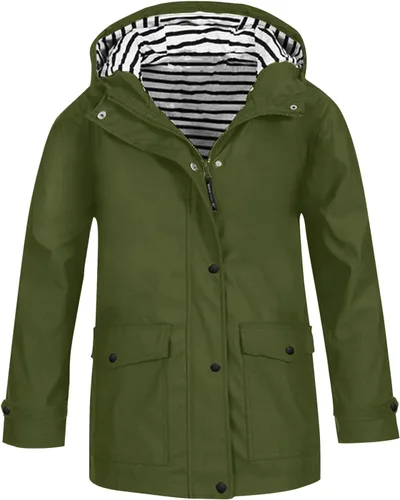 Vista 16 de Moonker Chaqueta impermeable ligera para niños y niñas, rompevientos con capucha, chaqueta impermeable Softshell para otoño para la escuela beige-b