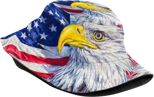 Vista 2 de Sombrero de pescador con bandera de Estados Unidos, sombrero de pescador con bandera estadounidense, Día de la Independencia 4 de julio, sombrero