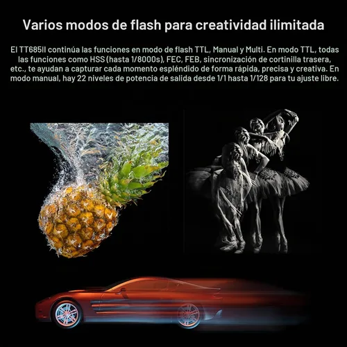 Vista 6 de Godox TT685II-C TTL Flash de cámara para Canon, con sistema 2.4G X, HSS