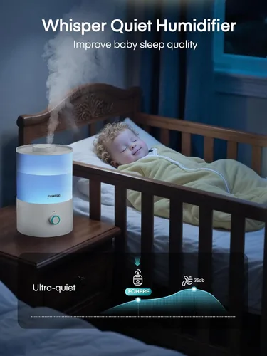Vista 4 de FOHERE Humidificadores para dormitorio, humidificador ultrasónico de niebla fría de llenado superior de 3.2L para habitaciones de bebés y plantas