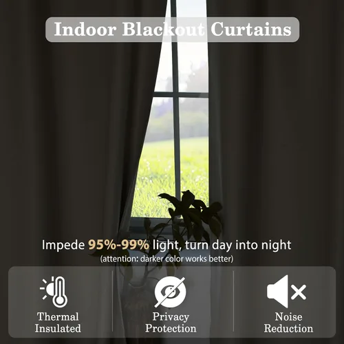 Vista 5 de Macochico Grommet Curtains 63 Inches Length Thermal Insulated Window Treatment Panels Grommet Curtains for Sliding Glass Door, Bedroom, or Patio