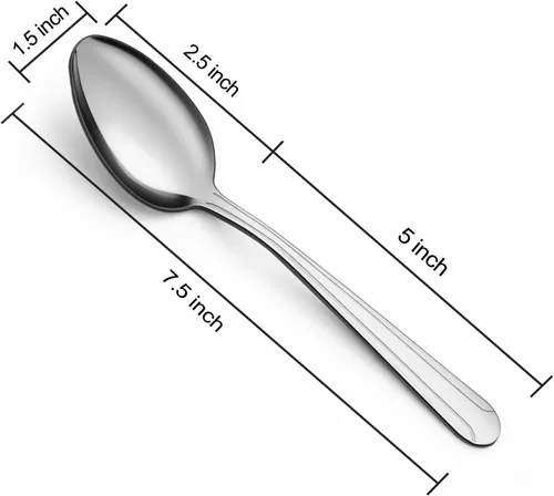 Vista 2 de BEWOS Juego de 24 cucharas – Cucharas de 7.5 pulgadas, cuchara de acero inoxidable, cuchara de cena, apta para lavavajillas, cucharadas pulidas
