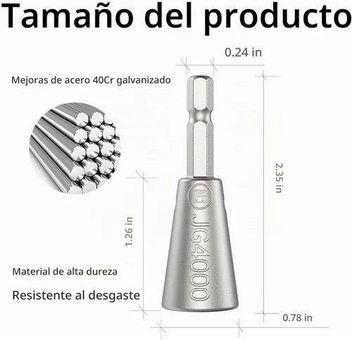 Vista 2 de Conector de tuerca de alambre premium, vástago de acero inoxidable, herramienta de torsión de cable duradero para taladro eléctrico (2 unidades)