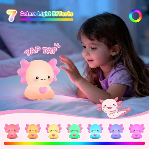 Vista 3 de Luz nocturna para niños con altavoz inalámbrico, portátil de 7 colores, lámpara de noche de tacto cálido regulable con control remoto, máquina