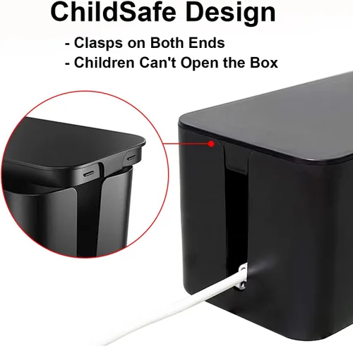 Vista 4 de DUNCHATY Caja de organización de cables, paquete de 3 unidades, caja organizadora de cables para escritorio, TV, cubierta de regleta de alimentación