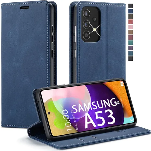Vista 26 de Funda tipo cartera para Samsung Galaxy A52 5G con bloqueo RFID, color negro