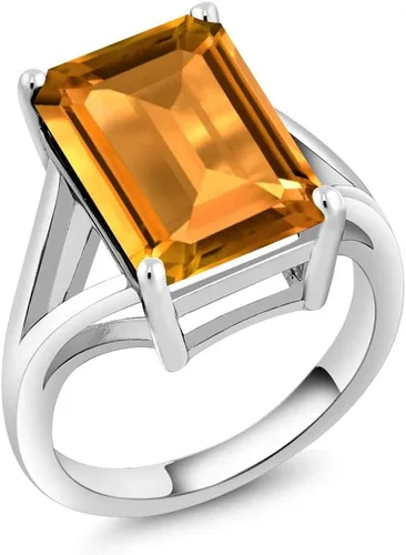 Vista 76 de Gem Stone King Anillo de compromiso solitario con piedra preciosa de corte esmeralda de 0.551 x 0.394 in para mujer, plata de ley 925, anillo