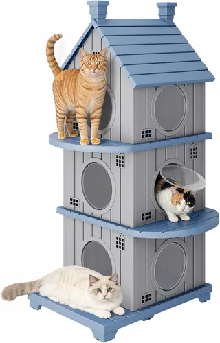Vista 22 de Casa para gatos al aire libre, resistente a la intemperie, casas de resina duradera para gatos interiores y exteriores, refugio para gatos al aire