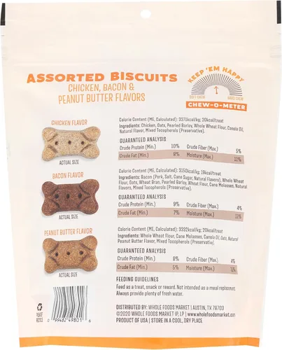 Vista 2 de Whole Paws, Galletas para perros, sabores surtidos (pollo, tocino y mantequilla de maní), 14 onzas