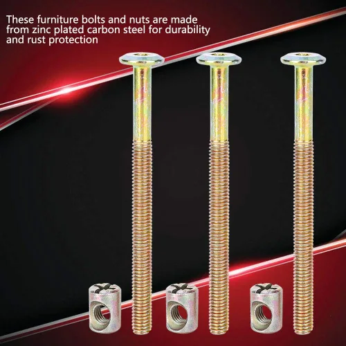 Vista 8 de Tornillo de muebles M6, tornillos de cabeza hexagonal para cuna, literas y sillas (3.937 in)