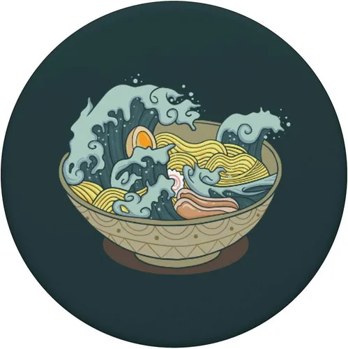 Vista 3 de Anime Ramen Great Wave of Kanagawa - PopSockets de comida japonesa PopGrip: agarre intercambiable para teléfonos y tabletas