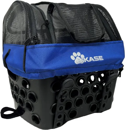 Vista 5 de BiKASE Cesta y transportador de bicicleta duradera para perros, cesta trasera para mascotas con alfombrilla y cubierta súper cómoda, ideal