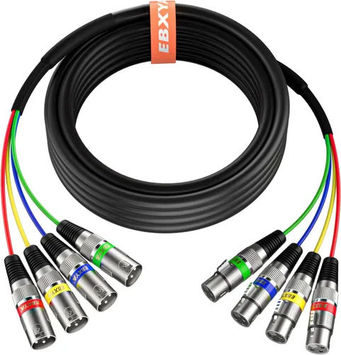 Vista 16 de EBXYA Cables XLR de serpiente de 3 pies de 4 colores, cable de micrófono XLR macho a hembra de 4 canales, para grabación en vivo, estudios