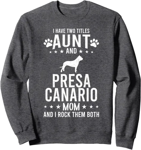 Vista 5 de Sudadera con texto en inglés "I Have Two Titles Aunt And Presa Canario Dog Mom", Negro