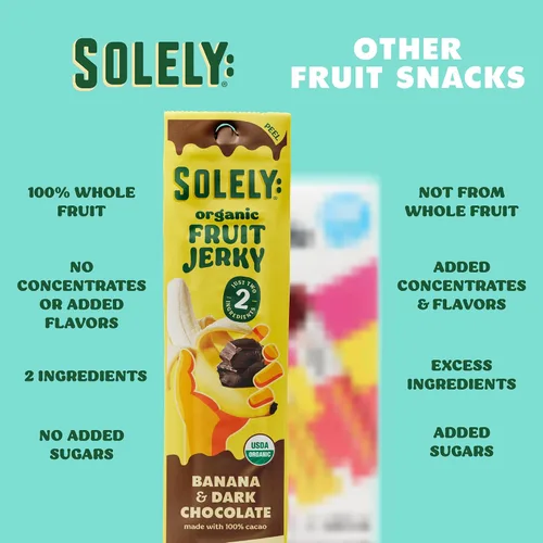 Vista 4 de Solely - Charqui de frutas orgánicas Un ingrediente Vegano Sin OGM Sin gluten Sin agregado de azúcar