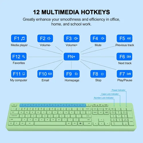 Vista 6 de Combo de teclado y mouse inalámbricos, teclado ergonómico silencioso de tamaño completo y mouse óptico, batería de larga duración, teclado de mouse