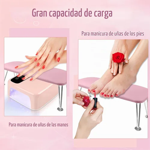 Vista 3 de Reposabrazos para uñas, reposabrazos de cuero de microfibra para uñas acrílicas, mesa de descanso de brazos con cojín de almohada para manicura