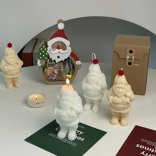 Vista 6 de Molde de vela de silicona de Papá Noel 3D de Navidad DIY de yeso de Navidad de resina de jabón de hielo molde de vela herramienta de fabricación