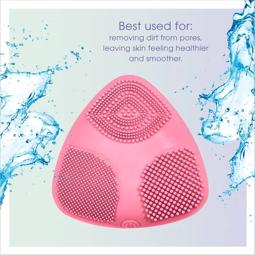 Vista 2 de True Glow by Conair Skinpod Cepillo de limpieza facial de silicona con 3 zonas de cepillo, funciona