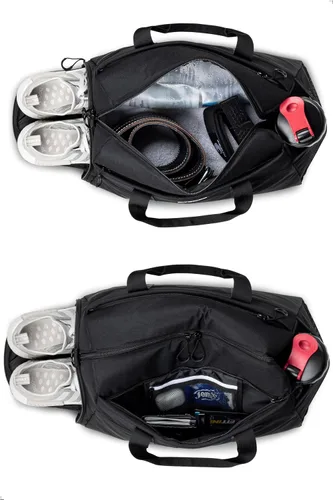 Vista 5 de Fitgriff Bolsa de gimnasio V2 para hombres y mujeres con compartimento para zapatos y artículos húmedos, bolsa de lona para viajes, deportes