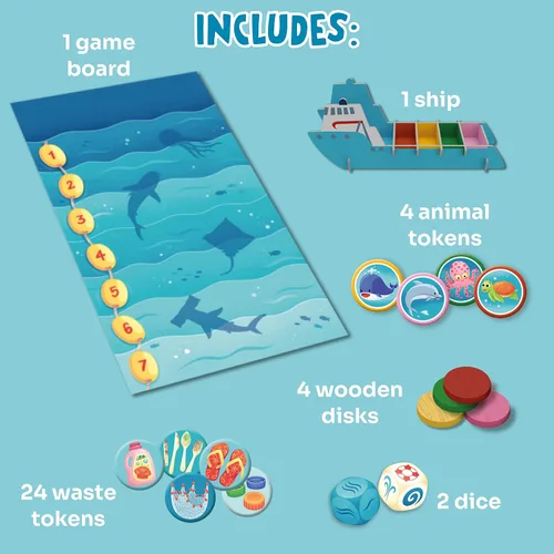 Vista 5 de Mission Ocean - Un juego de mesa familiar sobre la conservación del océano - Juegos preescolares divertidos y educativos para niños y niñas