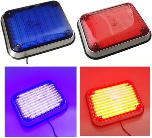 Vista 2 de Luz intermitente de policía blanca de 12 V, rojo, azul, ámbar, luz intermitente, estroboscopios, ambulancia, luces de flash de coche, motores