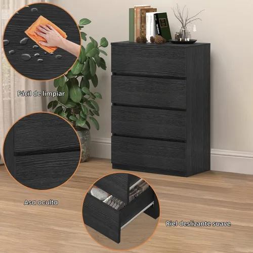 Vista 4 de furtble Cómoda de 4 cajones, cómoda para armario, cómoda pequeña, cómoda moderna para dormitorio, armario de almacenamiento para entrada, sala