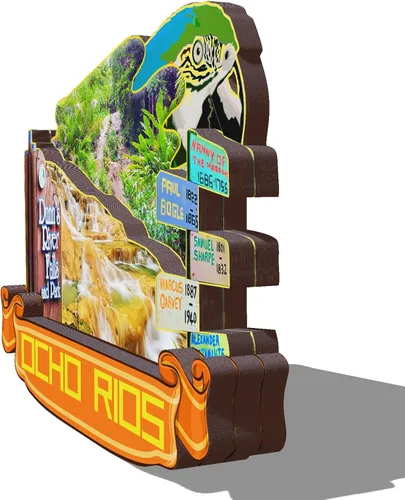 Vista 2 de Imán de madera de Ocho Rios Jamaica 3D para nevera, recuerdos coleccionables, decoración hecha a mano