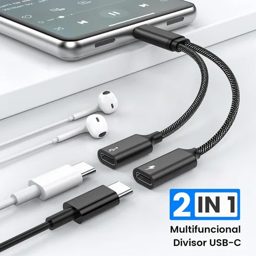 Vista 2 de MOGOOD Cable divisor USB C de 60 W, 2 en 1 USB-C macho a doble USB-C hembra, carga mientras usas auriculares, SSD, DAC o controlador, para Steam