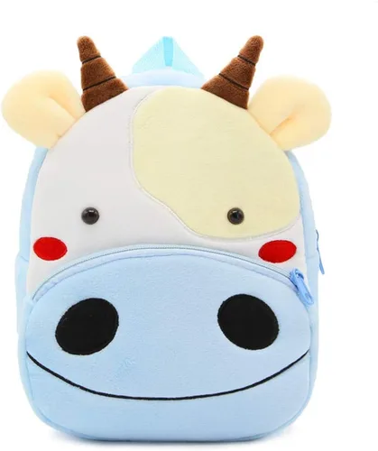Vista 3 de Ladyzone Mochila para niños pequeños con diseño de animales del zoológico, bonita bolsa de felpa de dibujos animados de 10 pulgadas para niños