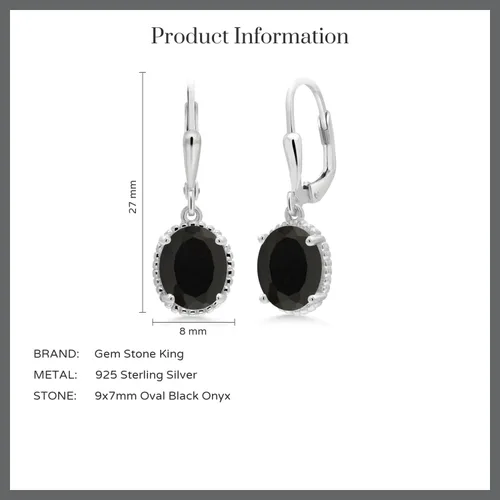 Vista 157 de Gem Stone King Aretes colgantes de gota para mujer, plata de ley 925, piedra natal ovalada de 0.354 x 0.276 in, joyería fina, regalos para ella