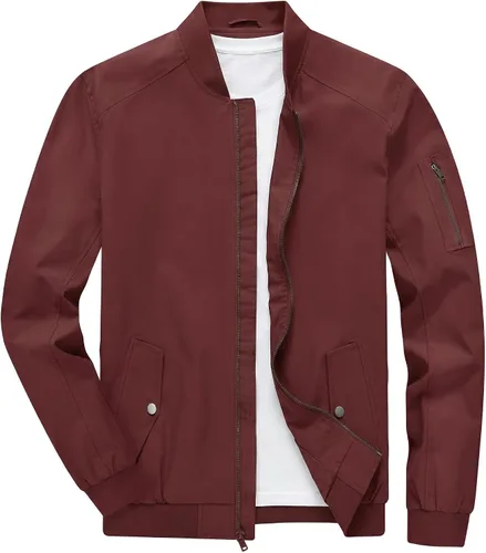 Vista 14 de TBMPOY Men's Bomber Jacket Lightweight Spring Windbreaker Light Casual Stylish Fashion Fall Zip up Coats With Pockets