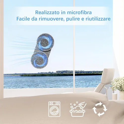 Vista 6 de Tosima Robot Limpiador de Ventanas W2, Limpieza Automática con Planificación Inteligente de Ruta, Potencia de Succión de 3800 Pa, Tecnología