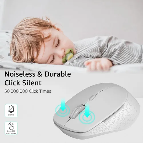 Vista 3 de Rapoo M300G - Mouse inalámbrico silencioso, mouse Bluetooth para portátil, 2.4 GHz con receptor USB, seguimiento óptico de 2400 DPI ajustable