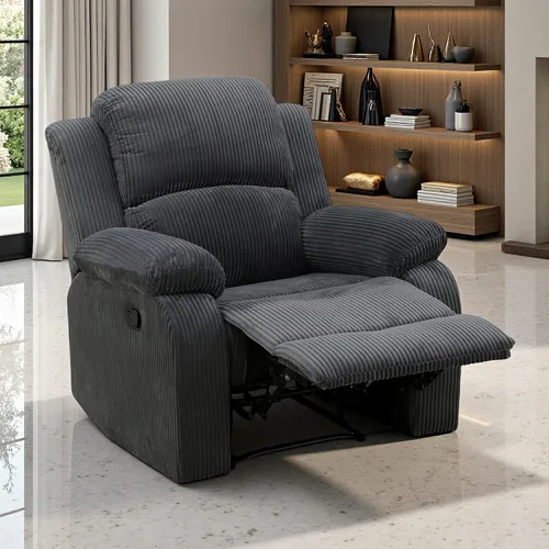 Vista 43 de Juego de Muebles para Sala de Estar, Juego de Sofá Reclinable Manual, Juegos de Sofás Reclinables de Cuero Beige con Mesa Desplegable, Sofá