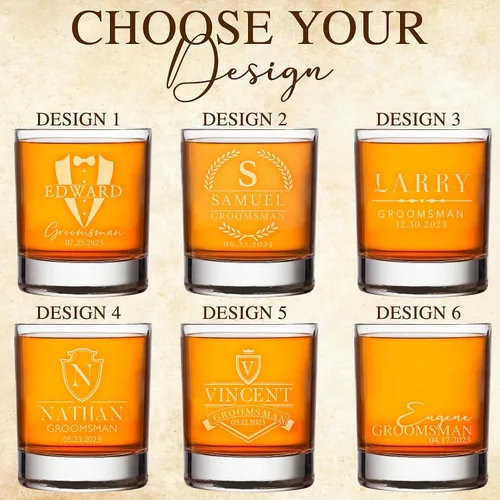 Vista 2 de Regalos individuales para padrinos de boda, vasos de whisky personalizados para padrinos de boda, regalos personalizados para propuesta de padrinos