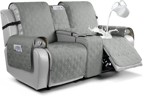 Vista 23 de VANSOFY Funda para Sofá de Dos Plazas Reclinable con Consola 100% Impermeable Fundas de Sofá Antideslizantes Funda de Sofá Reclinable Dividida Azuree