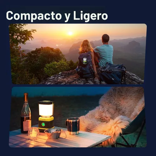 Vista 9 de Linterna de camping LED recargable, luces de camping Consciot, 1000 lúmenes, 4 modos de luz, banco de energía de 4400 mAh, luces de tienda
