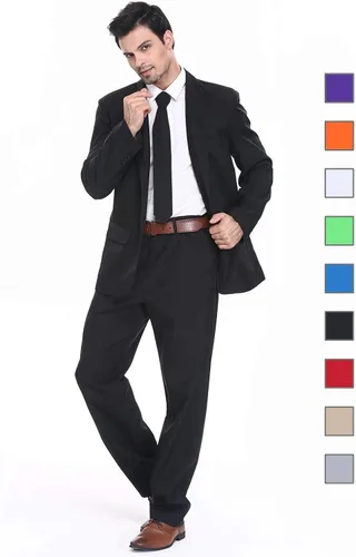 Vista 2 de U LOOK UGLY TODAY - Traje de fiesta para hombre, color sólido, para fiestas temáticas, eventos, club, Chaqueta con pantalones de corbata