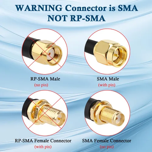 Vista 3 de XRDS -RF Cable SMA de 1 pie, macho SMA a mamparo hembra SMA RG316 SMA Cable de extensión para 4G LTE Router celular SDR USB Dongle receptor