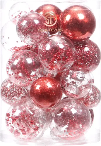 Vista 11 de Sea Team Juego de bolas de Navidad de plástico transparente, inastillables, varios tamaños, bolas decorativas de Navidad con decoraciones delicadas