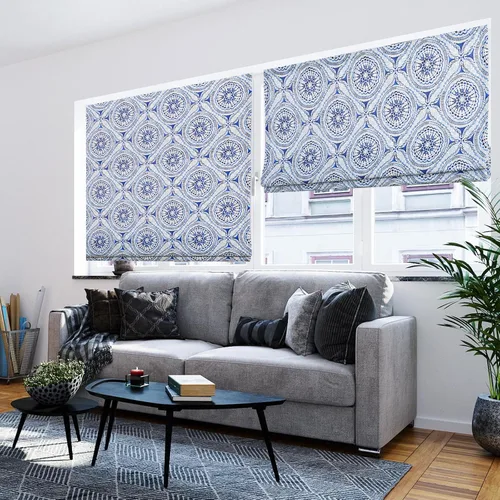 Vista 2 de Grneric - Persianas romanas blackout para ventanas y puertas con filtro de luz, 10% lino, personalizadas