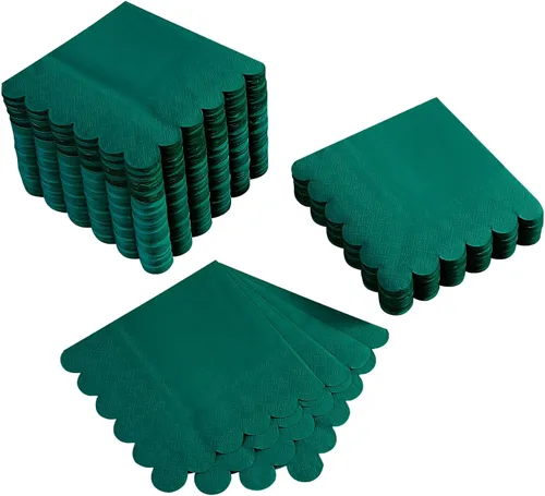 Vista 11 de 100 paquetes de servilletas de cóctel de 2 capas con borde festoneado, servilletas de postre plegadas de 5 x 5 pulgadas, servilletas desechables