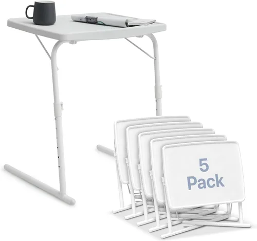 Vista 16 de Magshion Bandeja de TV inclinable ajustable de 22 pulgadas, mesa para cena en cama o sofá, cómoda mesa negra plegable con 3 ajustes de ángulo
